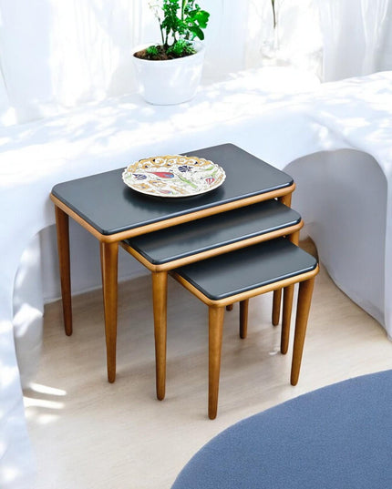 Solid Coffee Table, Set of 3, Rectangular Coffee Table, Square Nest Sofa Table,  Coffee & End Table, Space Saving Side Tables