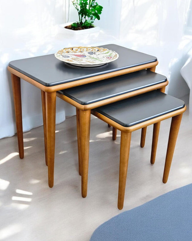 Solid Coffee Table, Set of 3, Rectangular Coffee Table, Square Nest Sofa Table,  Coffee & End Table, Space Saving Side Tables