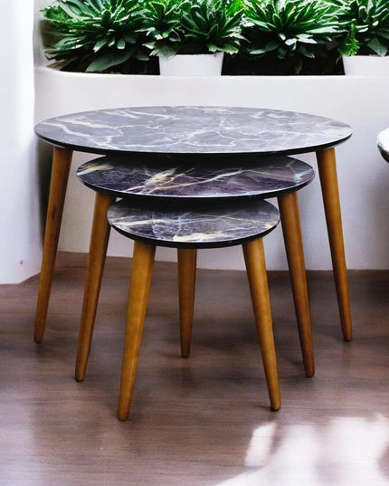 Nesting Coffee Table, Plant Table, Farmhouse Home Decor, Country Style Side Tables, Stripped Coffee Table, Accent Tables