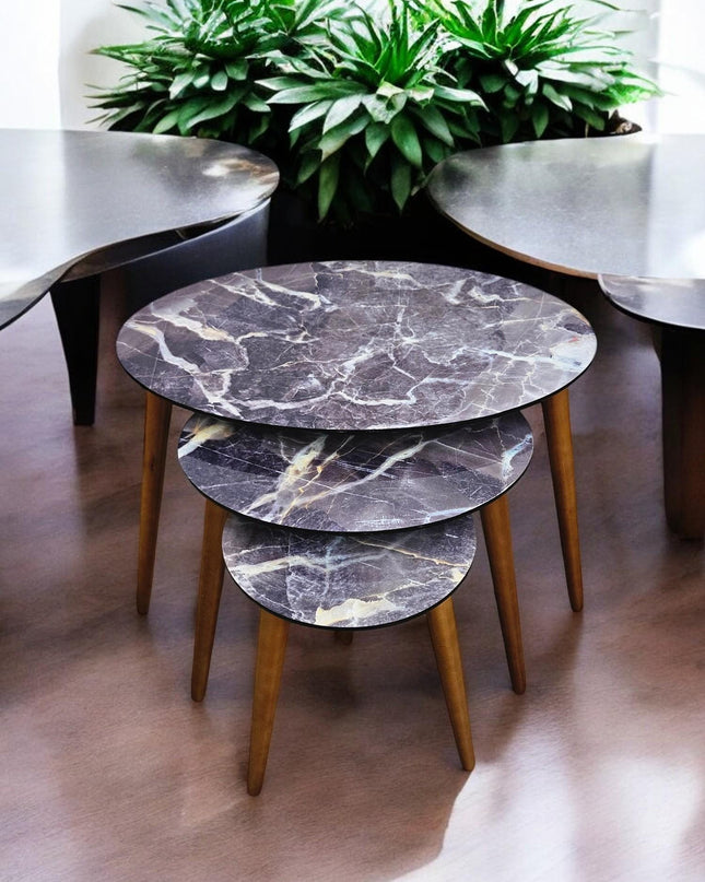 Nesting Coffee Table, Plant Table, Farmhouse Home Decor, Country Style Side Tables, Stripped Coffee Table, Accent Tables