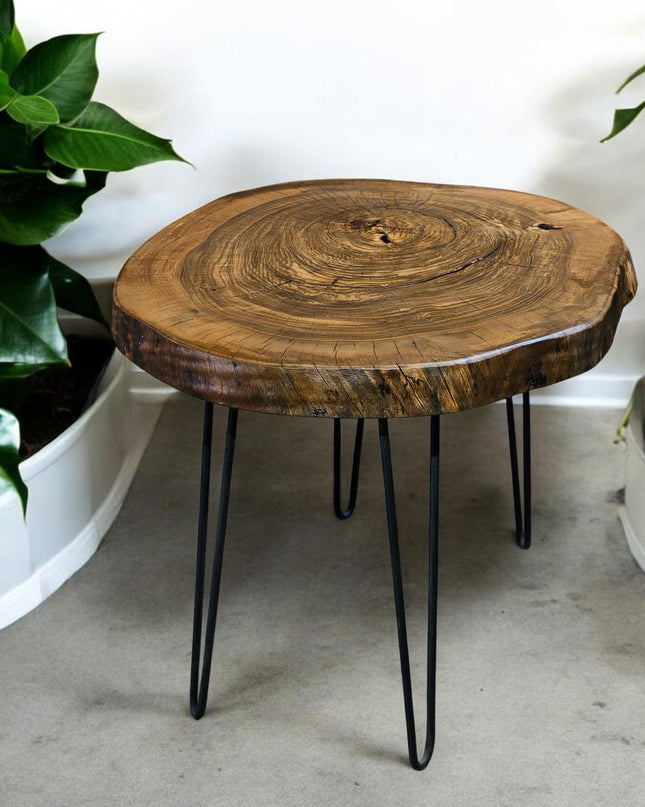Rustic Round Walnut Table, Unique Coffee Table, Live Edge Walnut Coffee Table, Rustic Side Tables, Wood Side Table, Handcrafted Coffee table