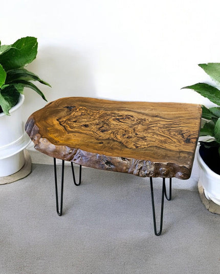 Live Edge Walnut Coffee Table, Wood Side Table, Rustic Side Tables, Rustic Round Walnut Table, Unique Coffee Table, Handcrafted Coffee table