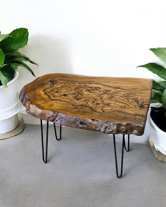 Live Edge Walnut Coffee Table, Wood Side Table, Rustic Side Tables, Rustic Round Walnut Table, Unique Coffee Table, Handcrafted Coffee table