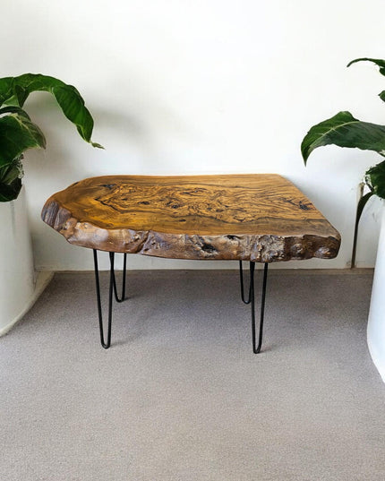 Live Edge Walnut Coffee Table, Wood Side Table, Rustic Side Tables, Rustic Round Walnut Table, Unique Coffee Table, Handcrafted Coffee table