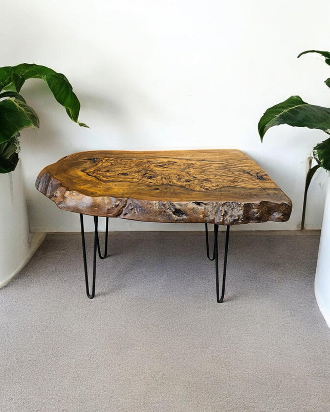Live Edge Walnut Coffee Table, Wood Side Table, Rustic Side Tables, Rustic Round Walnut Table, Unique Coffee Table, Handcrafted Coffee table