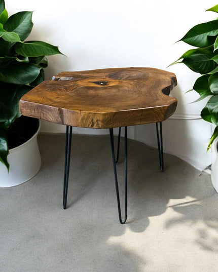 Wood Side Table, Rustic Side Tables, Live Edge Walnut Coffee Table, Rustic Round Walnut Table, Unique Coffee Table, Handcrafted Coffee table