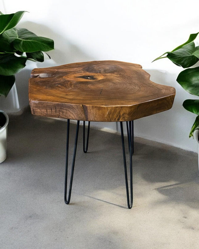 Wood Side Table, Rustic Side Tables, Live Edge Walnut Coffee Table, Rustic Round Walnut Table, Unique Coffee Table, Handcrafted Coffee table
