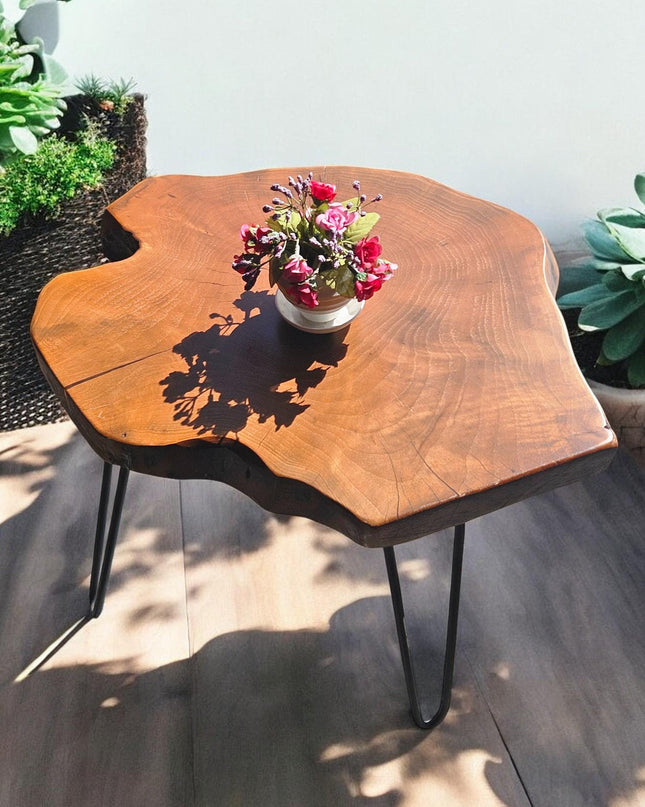Live Edge Walnut Coffee Table, Rustic Round Walnut Table, Unique Coffee Table, Rustic Side Tables, Wood Side Table, Handcrafted Coffee table