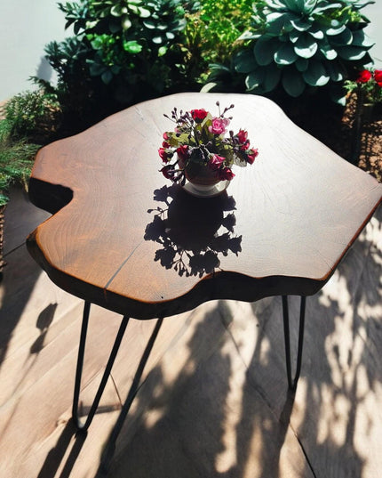 Live Edge Walnut Coffee Table, Rustic Round Walnut Table, Unique Coffee Table, Rustic Side Tables, Wood Side Table, Handcrafted Coffee table