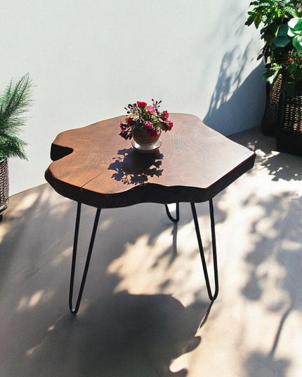 Live Edge Walnut Coffee Table, Rustic Round Walnut Table, Unique Coffee Table, Rustic Side Tables, Wood Side Table, Handcrafted Coffee table