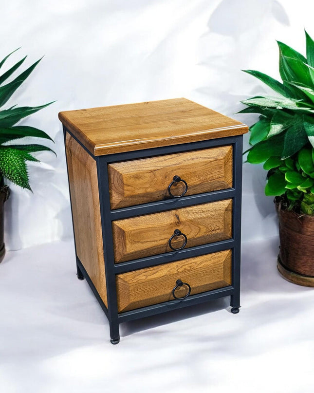 Wooden Natural Nightstand, Solid Walnut Wood Nightstand, Walnut Wood Nightstand With Drawers, Natural Looking Nightstand, Unique Nightstand