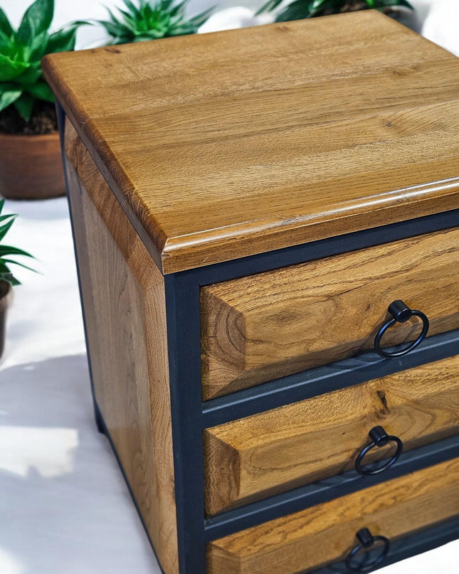 Wooden Natural Nightstand, Solid Walnut Wood Nightstand, Walnut Wood Nightstand With Drawers, Natural Looking Nightstand, Unique Nightstand