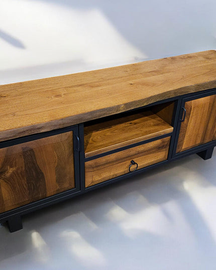 Walnut Wood Farmhouse Media Stand, Walnut Wood TV Unit, Media Console and TV Storage Models, Rustic Style Tv Stand, Wooden TV Stand Cabinet