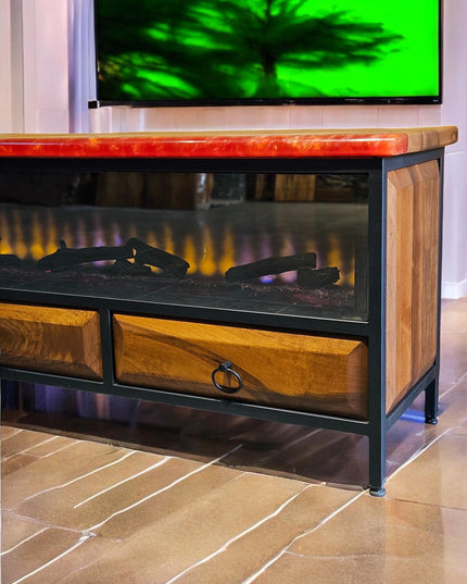 Epoxy Walnut Wood TV Unit, Media Console and TV Storage Models, Rustic Style Tv Stand, Wooden TV Stand, Walnut Wood Farmhouse Media Stand