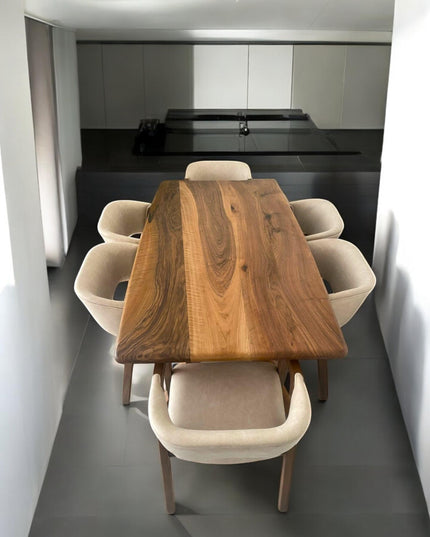 Custom Walnut Wood Dining Table, Live Edge Dining Table, Kitchen Table, Wood Table, Walnut Table, Modern Table, Modern Wood Dining Table