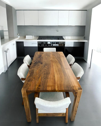 Custom Walnut Wood Dining Table, Live Edge Dining Table, Kitchen Table, Wood Table, Walnut Table, Modern Table, Modern Wood Dining Table