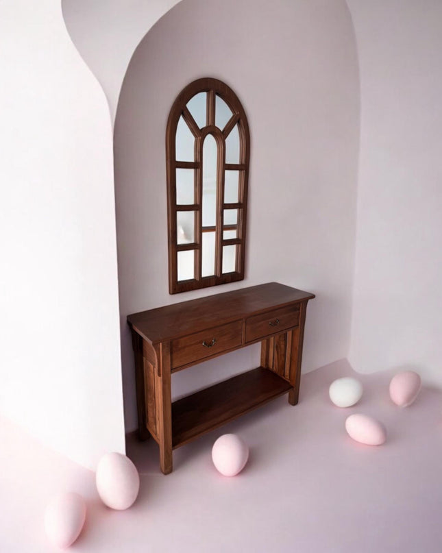 Rustic Wood Console, Modern Walnut Console, Wooden Console, Unique Walnut Console, Waterfall Console Table for Entryway