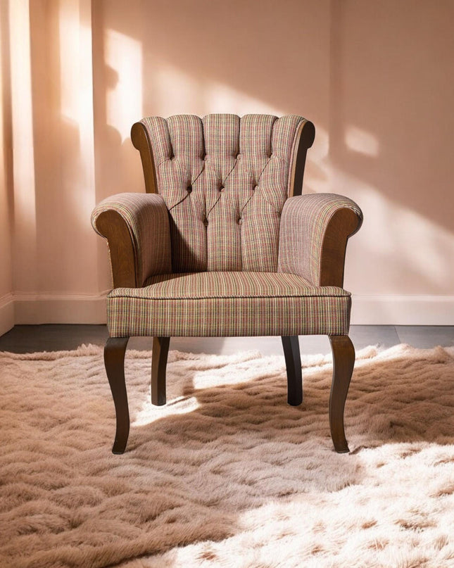 Elegant Walnut Lounge Chair, Cozy Sherpa Accent Chair for Living Room & Workspace, Solid Wood Bergere, Customized Bergere, Lounge Chair