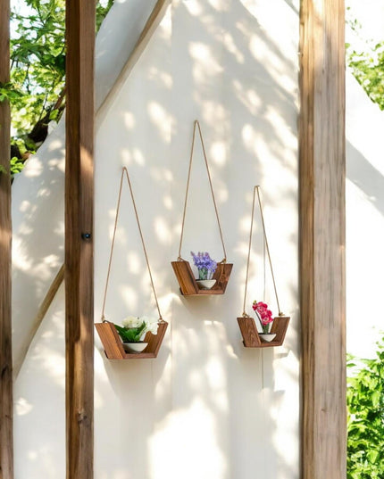 Set Of 3 Handmade Wood Hanging Shelf, Plant And Decor Shelves, Bathroom Shelves