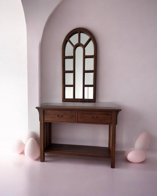 Rustic Wood Console, Modern Walnut Console, Wooden Console, Unique Walnut Console, Waterfall Console Table for Entryway