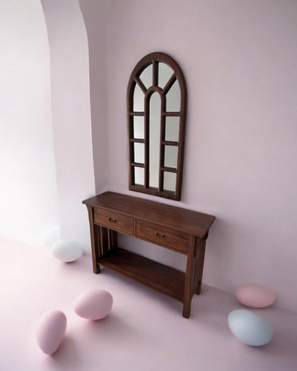 Rustic Wood Console, Modern Walnut Console, Wooden Console, Unique Walnut Console, Waterfall Console Table for Entryway