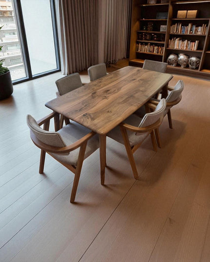 Handcrafted Walnut Live Edge Dining Table: Modern Kitchen Wood Table