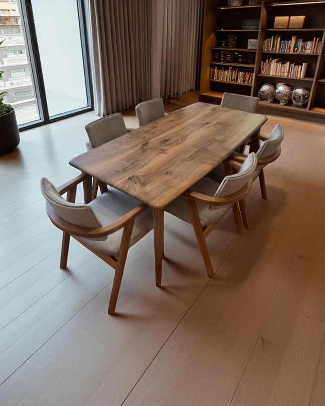 Handcrafted Walnut Live Edge Dining Table: Modern Kitchen Wood Table