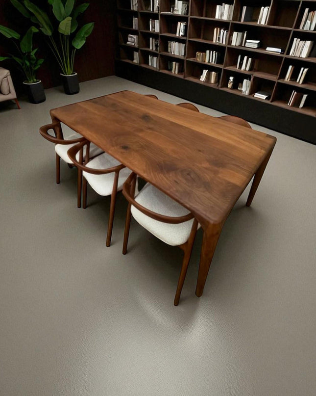 Handcrafted Live Edge Walnut Dining Table: Rustic Modern Kitchen