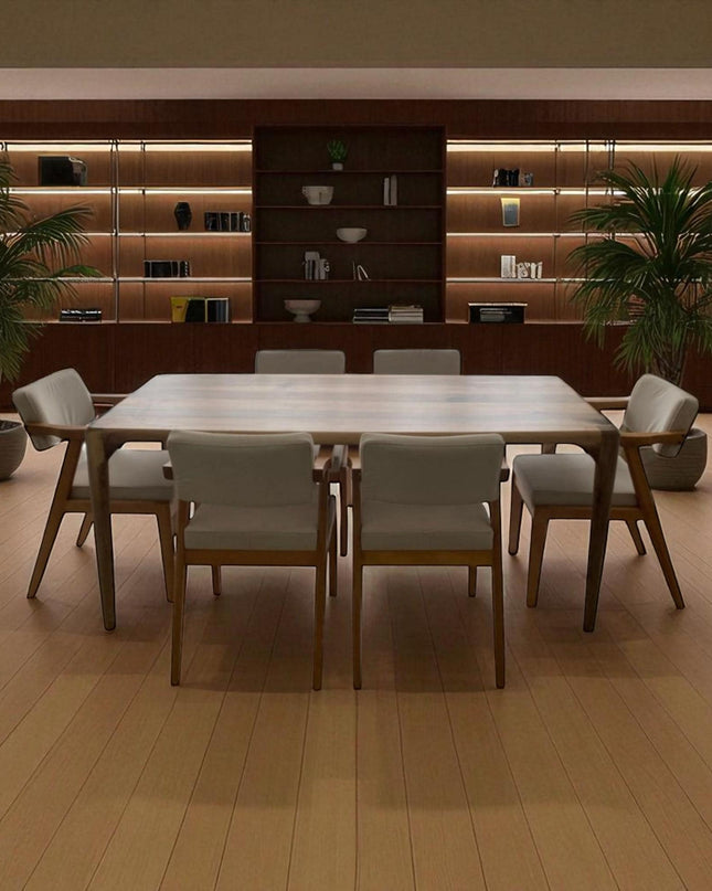 Handcrafted Walnut Dining Table: Modern Rustic Solid Wood Kitchen Furniture