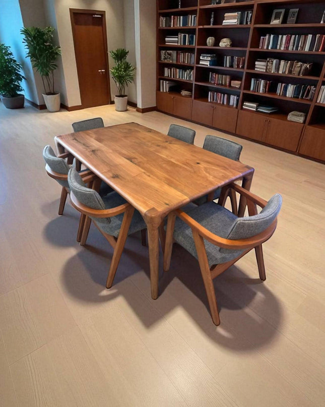 Handcrafted Walnut Live Edge Dining Table: Modern Kitchen Wood Table
