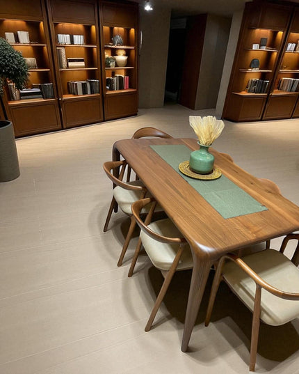 Handmade Walnut Live Edge Dining Table: Solid Wood Kitchen Furniture