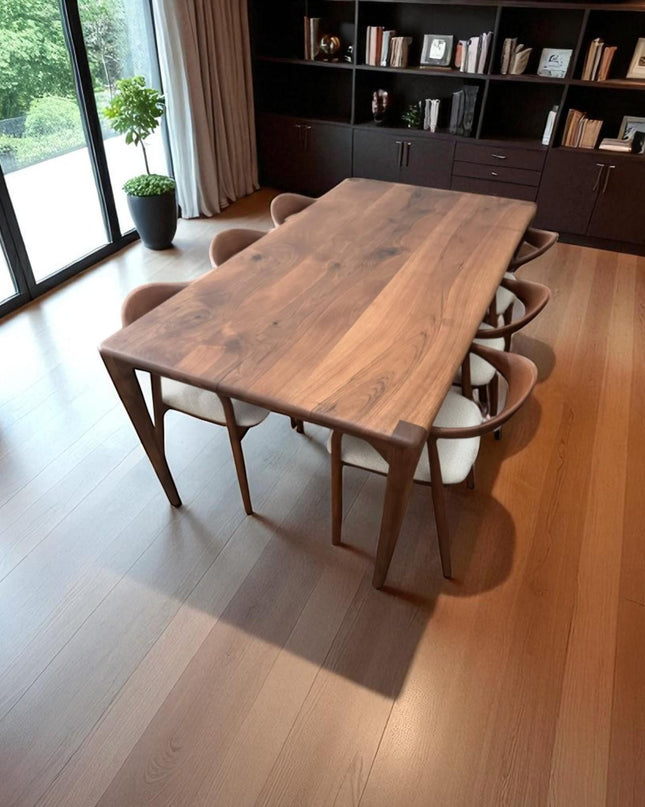 Handcrafted Walnut Live Edge Dining Table: Modern Solid Wood