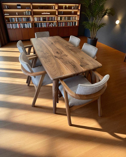 Handcrafted Walnut Dining Table: Solid Wood, Live Edge Option