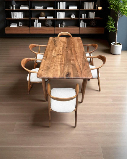 Handcrafted Walnut Live Edge Dining Table: Rustic Modern Kitchen Table