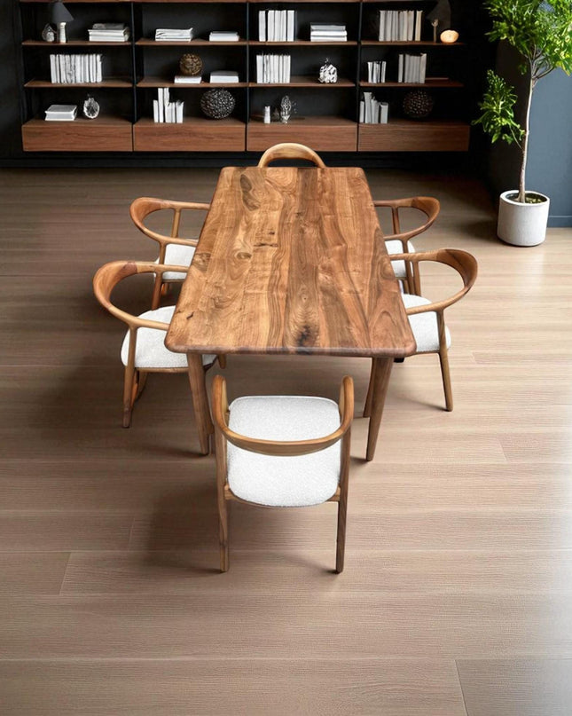 Handcrafted Walnut Live Edge Dining Table: Rustic Modern Kitchen Table