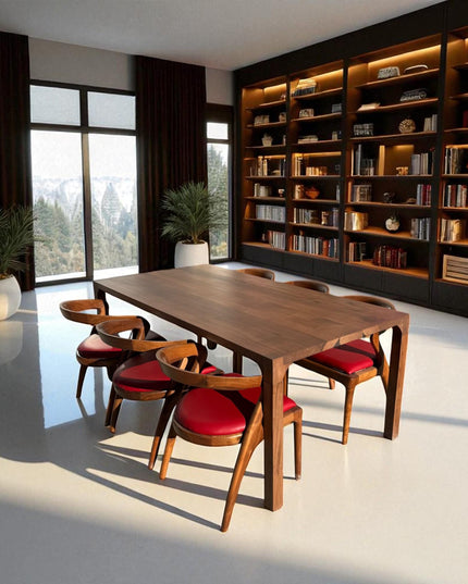 Handcrafted Walnut Live Edge Dining Table: Modern Solid Wood