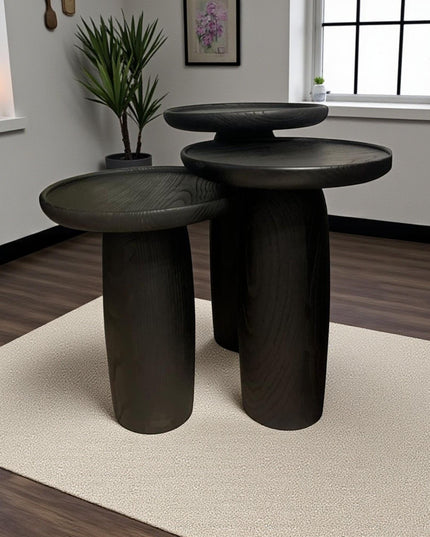 Modern Black Solid Wood Coffee Table – Handmade Minimalist Design for Elegant Living Rooms