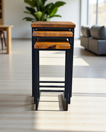 Walnut Nesting Tables: Solid Wood Modern Coffee & Side Table Set