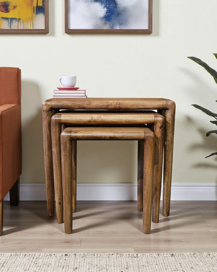 Handmade Walnut Nesting Coffee Tables: Mid Century Modern Set of 3