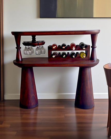 Handmade Rustic Wood Wine Console: Home Bar Cabinet & Bottle Storage