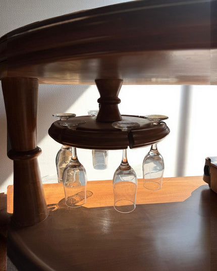 Handmade Solid Wood Wine Console Bar Set: Rustic Home Bar Furniture