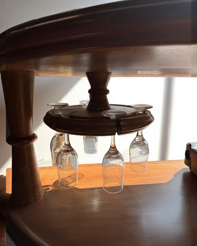 Handmade Solid Wood Wine Console Bar Set: Rustic Home Bar Furniture