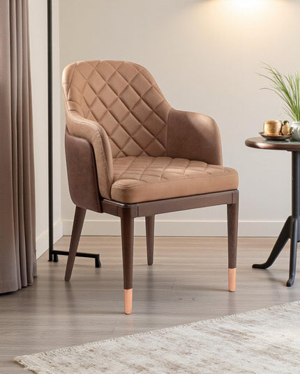 Handcrafted Wooden Dining Chair: Tufted Upholstery, Modern Style