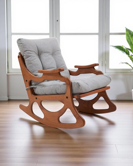 Handmade Wood Rocking Chair for Reading & Relaxing, Unique Peaceful Corner Chair, Comfortable Wooden Rocker
