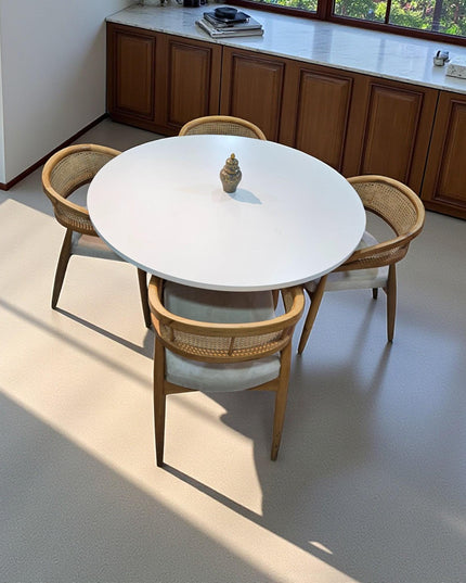 Handmade Round Dining Table: Marble or Travertine Top, Custom Sizes