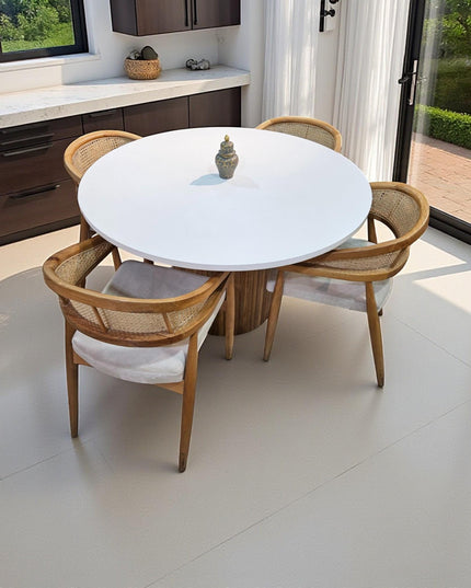 Handmade Round Dining Table: Marble or Travertine Top, Custom Sizes