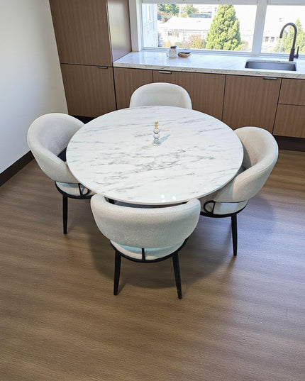 Handmade Round Dining Table: Marble or Lacquered Finish, Custom Sizes