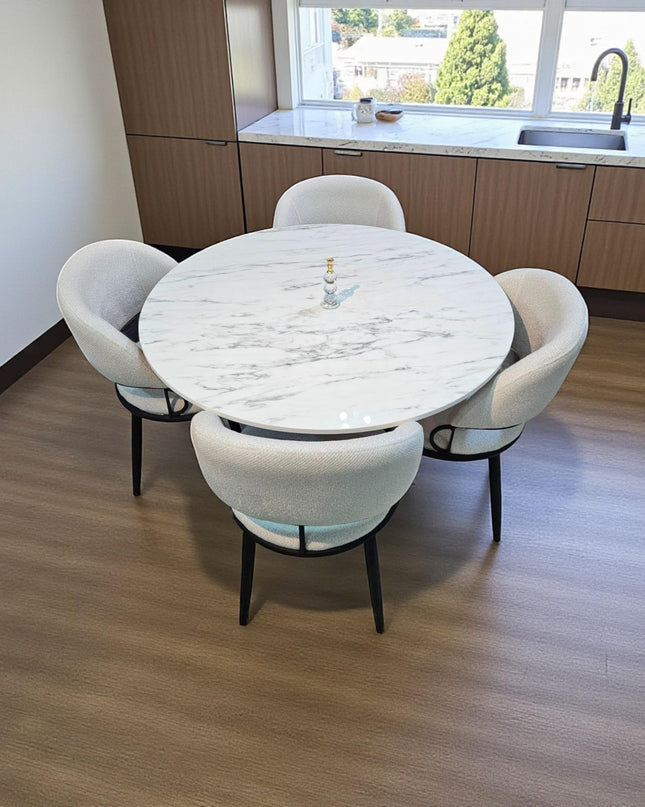 Handmade Round Dining Table: Marble or Lacquered Finish, Custom Sizes