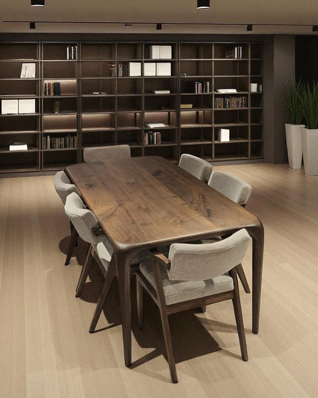 Handmade Walnut Live Edge Dining Table: Solid Wood Kitchen Furniture