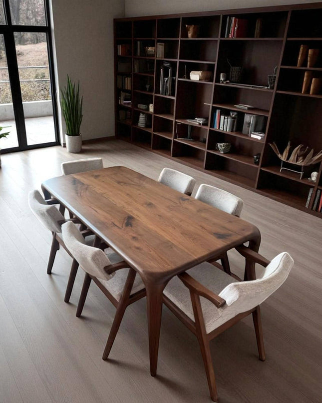 Natural Wood Dining Table – Handmade Solid Walnut, Oak & Chestnut – Rustic Elegance - Durable Craftsmanship